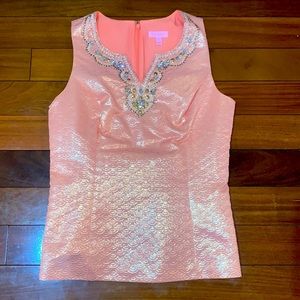 COPY - Lilly Pulitzer Womens Beaded Peach and Gold Blouse